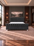 Pat Silver Matrimonial 180x200 cm Tapitat Catifea Gri Inchis Somiera Inclusa