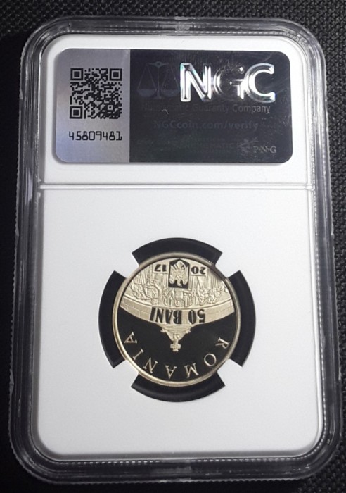 ROMANIA moneda 50 BANI 2017 marasti marasesti oituz ferdinand I necirculata UNC gradata NGC PF69