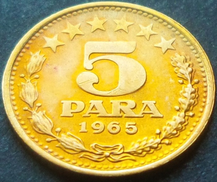 Moneda 5 PARA - RSF YUGOSLAVIA, anul 1965 * cod 2033 - primul model