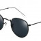 Ochelari de soare Round metal cu rama negra si lentile negre