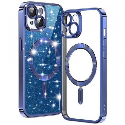 Husa MagSafe pentru Apple iPhone 14 Plus, Techsuit, Luxury Glitter, Albastra foto