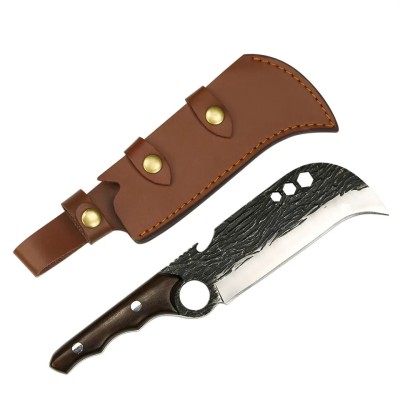 Cutit japonez lucrat manual IdeallStore&amp;reg;, Claw Blade, 27 cm, maro, teaca piele foto