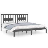 Cumpara ieftin Cadru de pat, gri, 200x200 cm, lemn masiv de pin