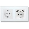 Priza dubla rama sticla securizata, 2 porturi USB-A, iUni US2, 16A
