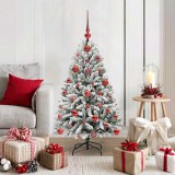 VidaXL Brad de Crăciun artificial Verde și alb 120 cm PVC și Metal 3395730