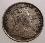 J.256 HONG KONG COLONIE BRITANICA EDWARD VII 5 CENTS 1903 ARGINT