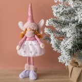 Figurina Ingeras de Craciun cu Rochie Lila 38cm, CMCLASS