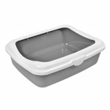 Litieră Pisică, Model Fără Capac, Dimensiuni 48x37x16cm, Culoare Gri-Alb, Oem