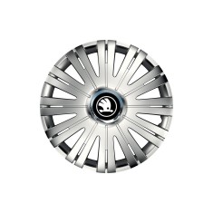 Set 4 Capace Roti potrivite jantelor de 16 inch, pentru Skoda Nou Alb-Negru, model Active Crom