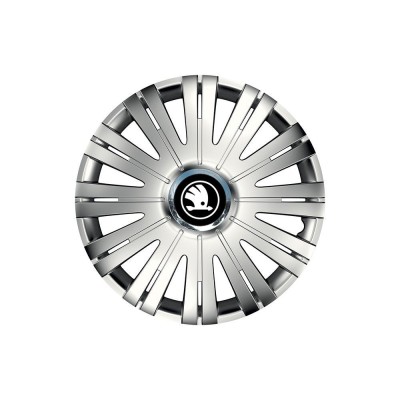 Set 4 Capace Roti potrivite jantelor de 16 inch, pentru Skoda Nou Alb-Negru, model Active Crom foto