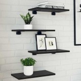 vidaXL Raft pentru cărți 4 pcs Negru 40 x 20 x 1.5 cm Lemn compozit 875046