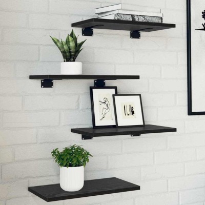 vidaXL Raft pentru cărți 4 pcs Negru 40 x 20 x 1.5 cm Lemn compozit 875046 foto