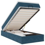 Cumpara ieftin Cadru de pat otoman cu saltea, catifea albastru inchis 90x190cm