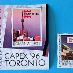 TIMBRE ROMANIA LP1411+1412/1996 Expo. CAPEX 96 Toronto -serie +colita -MNH