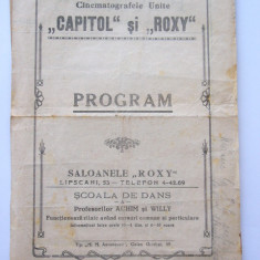 M3 C18 - Program cinematograf - cinematografele unite Capitol si Roxy anii 1930