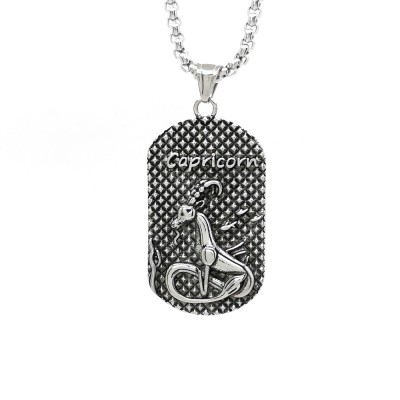 Lant cu Pandantiv zodia Capricorn otel inoxidabil dog tag Personal Style 00A261 foto