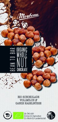 Ciocolata cu lapte si alune de padure, bio, 100g, Meybona foto
