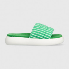 Toms papuci Alpargata Mallow Slide femei, culoarea verde, cu platforma, 10019721