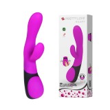 Vibrator Iepuras Pretty Love Hilary Roz, Silicon, 21cm, Stimulator Clitoris, Multifunctional (Baterii AAA)