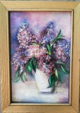 Tablou oala cu liliac semnat Cimpoesu.