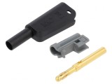 Conector banană 4mm negru 1kV 32A cu izolație