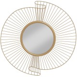 HOMCOM Oglindă Decorativă de Perete Rotundă, Design Modern cu Benzi Metalice și Ramă Plisată, Pentru Sufragerie, Dormitor și Hol, 60x60 cm, Auriu | Ao