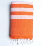 Prosop Din Bumbac Baie | Plajă | SPA | Nisa Portocaliu Cu Dungi Albe 200 x 100 cm