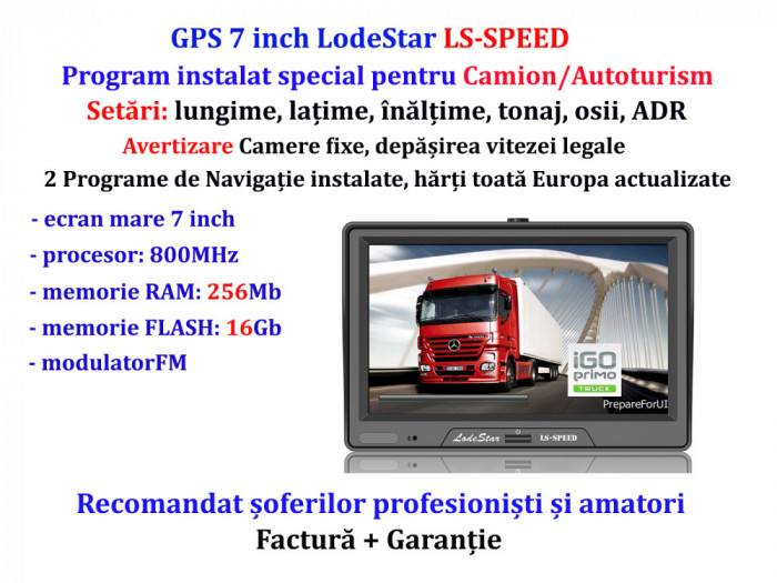 GPS GiPieS 7&quot;HD NOU iGO Primo Harti Toata Europa pentru: Camion/TIR/Camioane/BUS