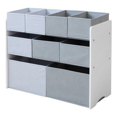 Organizator pentru jucarii raft pentru camera copiilor dulap sectiune cu cutii de depozitare - alb gri. foto