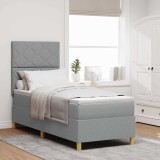 Cumpara ieftin Pat cu arcuri cu headboard Gri deschis 80 x 200 cm tesatura