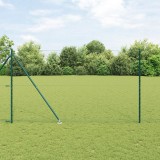 Gard hexagonal vidaXL Verde 1.6x50 m Oțel, St&acirc;lpi de gard vidaXL cu ancore 13 buc &Oslash;32 mm 180 cm Oțel galvanizat