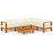vidaXL Set mobilier grădină perne alb/crem, 7 piese, lemn masiv acacia
