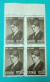 TIMBRE ROMANIA 1957 L.P.446 80 ANI NASTEREA ADY ENDRE BL. 4 VALORI MNH