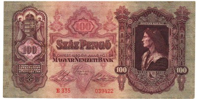 Ungaria 100 Pengo 1930 P-98 Seria 039422 foto