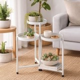 Suport Metalic Alb pentru Plante cu 3 Niveluri - Design Modern, CMCLASS