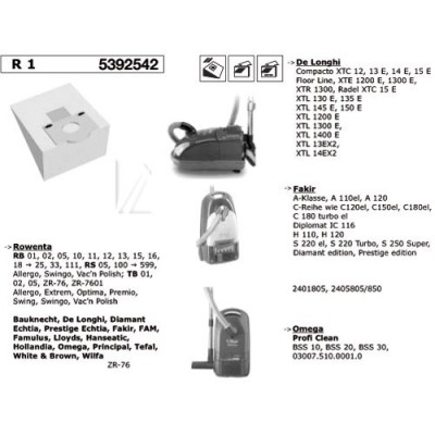 R1 SACI DE HARTIE (X5) 000051-K pentru aspirator Rowenta FILTERCLEAN foto