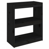 Bibliotecă/Separator cameră,negru,60x30x71,5 cm, lemn masiv pin