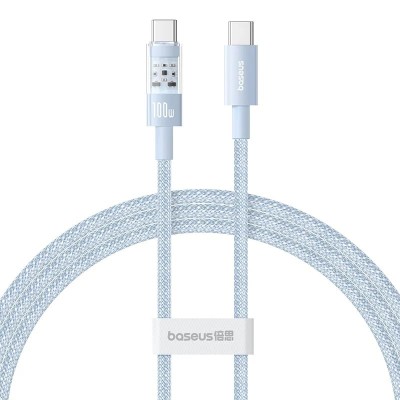 CABLU alimentare si date Baseus Gem, Fast Charging Data Cable pt. smartphone, USB Type-C la USB Type-C 100W, 2m, albastru &amp;quot;P10373000311-01&amp;quot; (timbru ve foto