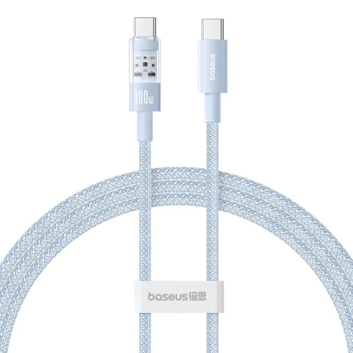 CABLU alimentare si date Baseus Gem, Fast Charging Data Cable pt. smartphone, USB Type-C la USB Type-C 100W, 2m, albastru &quot;P10373000311-01&quot; (timbru ve