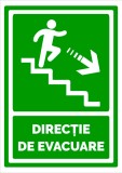 Semn pentru directie de evacuare spre scari in dreapta jos
