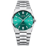 Ceas Barbati Lige 89153 Argintiu-Verde , Design Business, Functii Multiple, Afisaj Luminos, Rezistent la Apa 3ATM