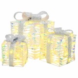 vidaXL Cutie cadou cu 60 LED 3 pcs Alb cald 20 x 20 x 20 cm PET 42019095