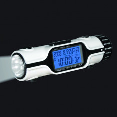 Ceas LED cu lanterna, afiseaza 18 fusuri orare, temperatura, alarma, LCD 1.8 inch foto