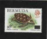 Bermuda 1986-Fauna,Testoasa verde,serie o valoare,supratipar,MNH,Mi.498, Nestampilat