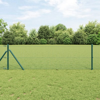 vidaXL &amp;Icirc;ngrădire din S&amp;acirc;rmă Sudată cu 13 St&amp;acirc;lpi Verde 0.6x50 m Oțel foto