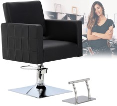 Scaun de coafat Tom hidraulic rotativ pentru salonul de coafură Suport cromat scaun de coafor