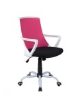 Scaun birou ergonomic, SL Q248, tapiterie stofa, reglabil pe inaltime, roti pivotante, mecanism balansare, 100 Kg, Negru/Roz