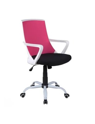 Scaun birou ergonomic, SL Q248, tapiterie stofa, reglabil pe inaltime, roti pivotante, mecanism balansare, 100 Kg, Negru/Roz foto