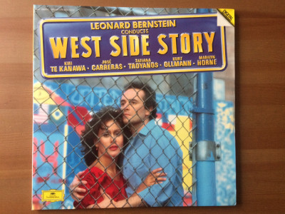 west side story leonard bernstein 1985 dublu disc vinyl 2 lp muzica musical clasica moderna carreras gatefold VG+ foto