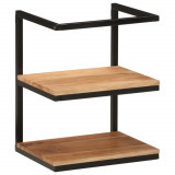 Raft perete Gossi 40x30x50 cm, lemn masiv acacia, fier, design suspendat, natur/negru, depozitare &amp; decor
